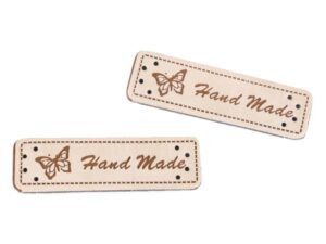 Štítok s nápisom Handmade - maslový