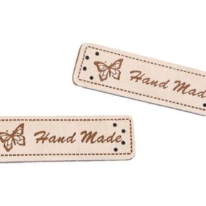 Štítok s nápisom Handmade - maslový
