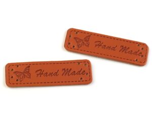 Štítok s nápisom Handmade - svetlohnedý