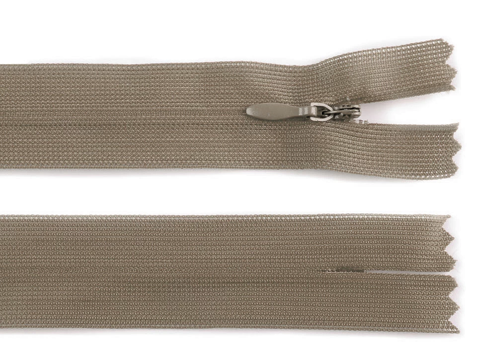 Špirálový zips skrytý 40 cm – hnedý